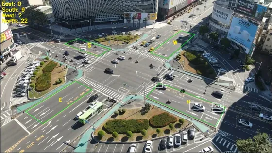 影像辨識：空拍路口車流計數 畫面